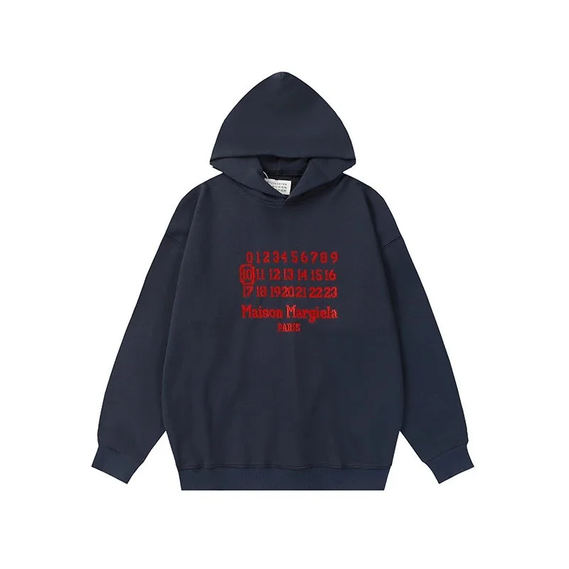 Maison Margiela Maison Margiela Hoodie Navy with Red Print Navy - 1
