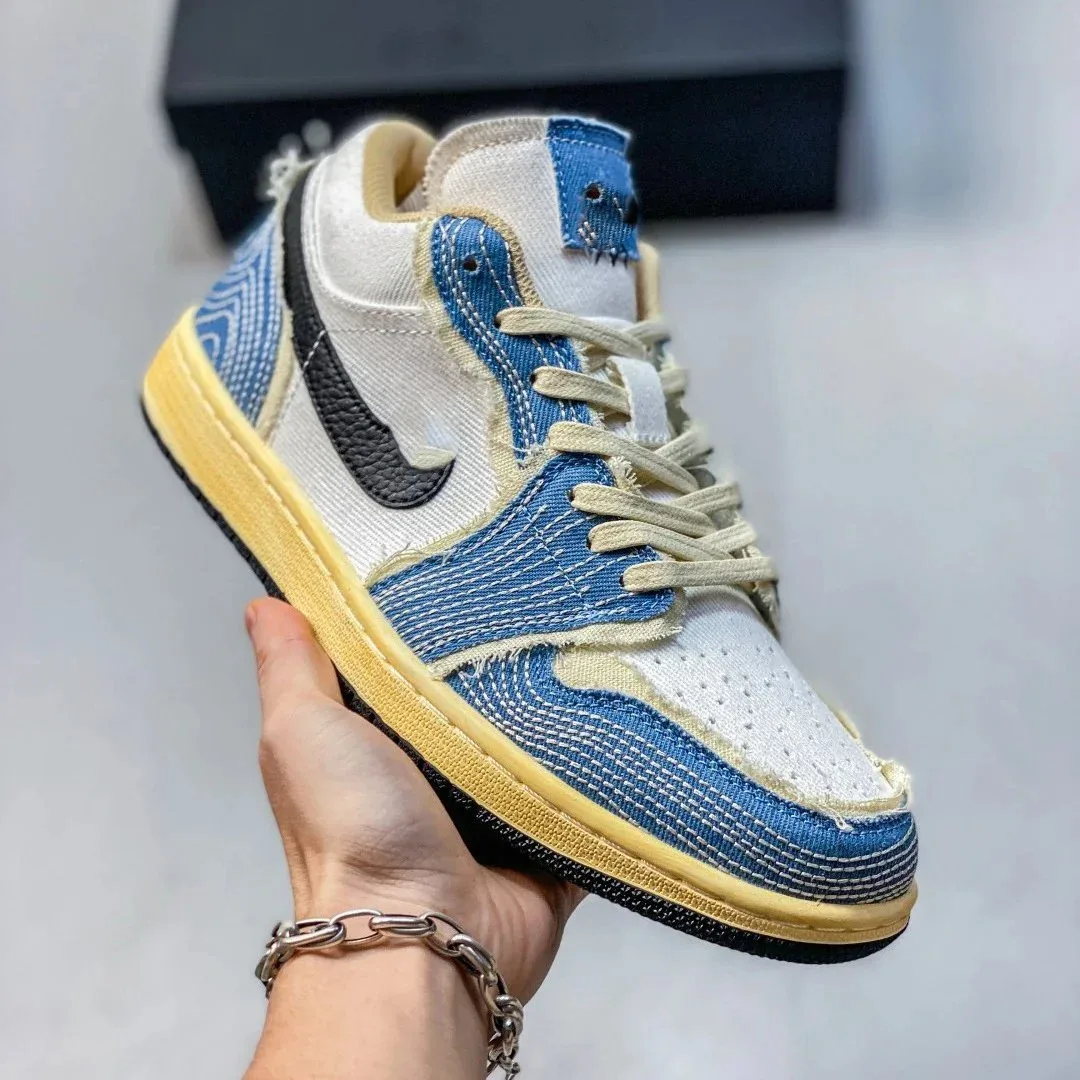 Jordan Nike Air Jordan 1 Low Denim Blue Sail Sneakers Blue - 1