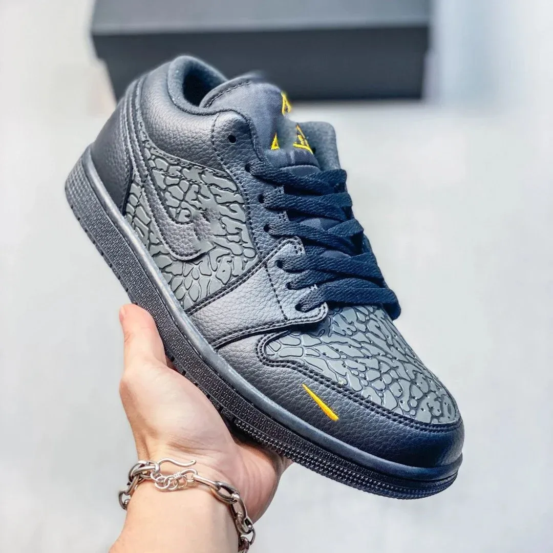 Jordan Nike Air Jordan 1 Low Elephant Print Black Yellow Sneakers Black - 1