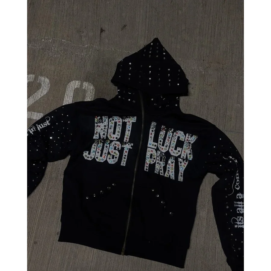 Other Black 'Not Just Luck Pray' Zip-Up Hoodie Black - 1