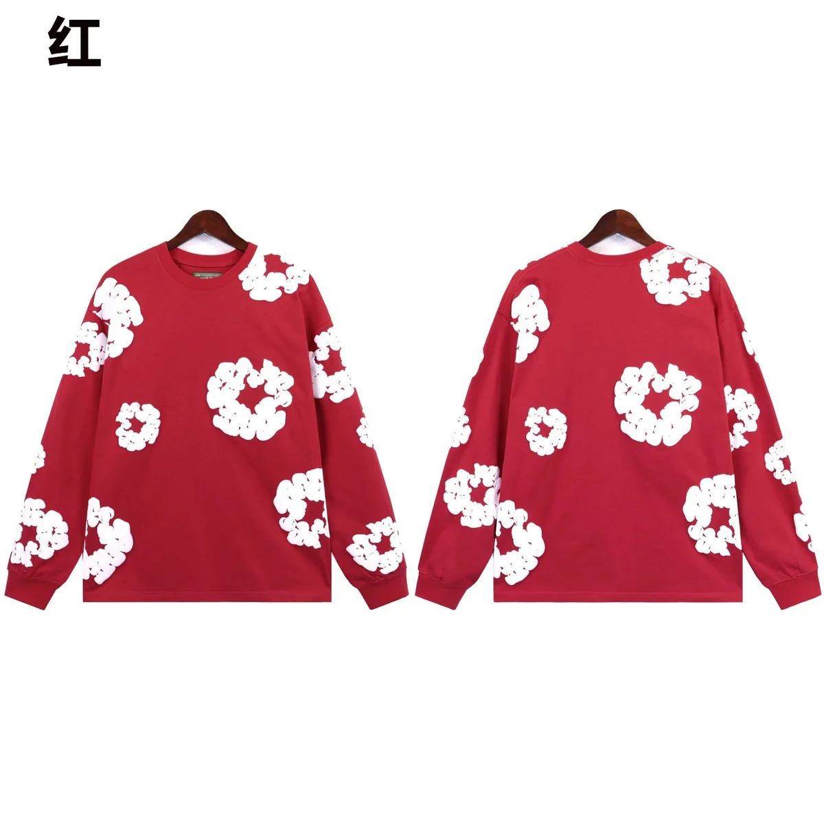 Other Red White Floral Print Oversized T-Shirt Red - 1