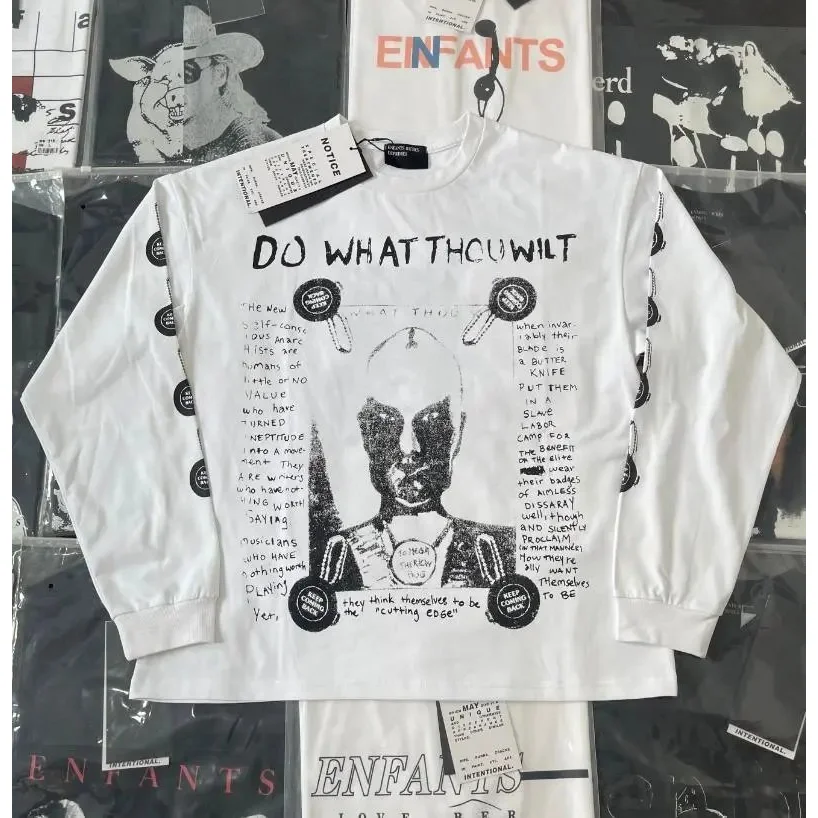 Other Unisex White Do What Thou Wilt Long Sleeve Tee White - 1