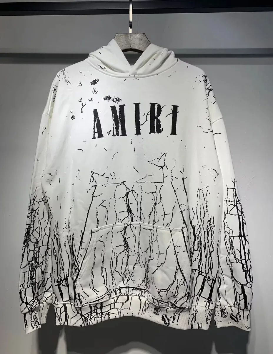 Amiri Amiri White Cracked Print Hoodie White - 1