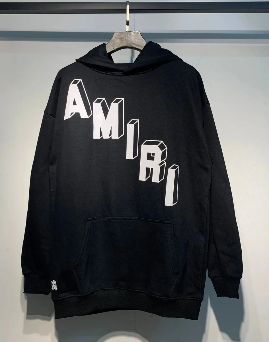 Amiri Amiri Black Hoodie with AMIRI Logo Print Black - 1
