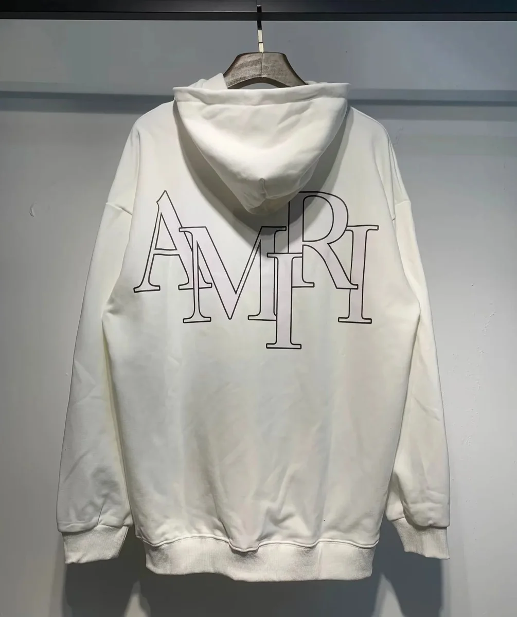 Amiri Amiri AMRI Logo Hoodie White Casual Sweatshirt White - 1