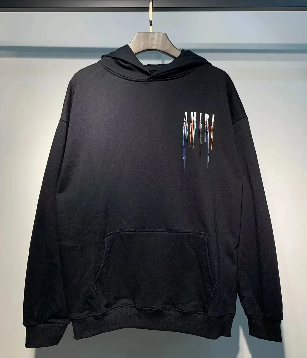 Amiri Amiri Black Hoodie with Dripped AMIRI Logo Black - 1