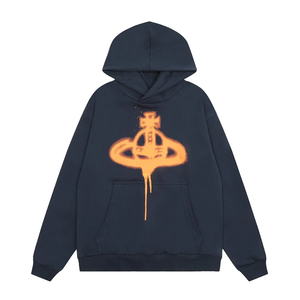 Vivienne Westwood Vivienne Westwood Orb Hoodie Navy with Orange Print Navy - 1