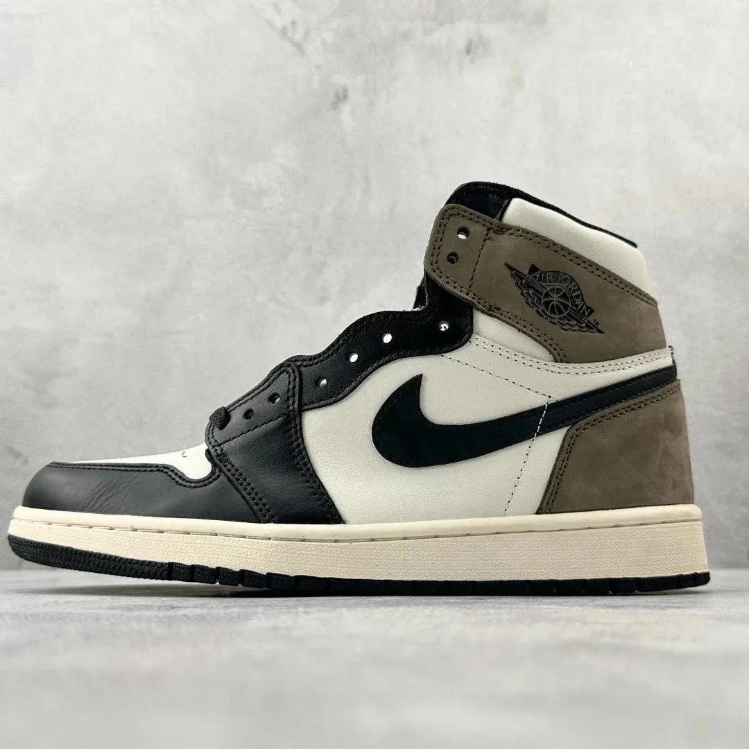 Jordan Nike Air Jordan 1 High Olive Black White Sneakers Black - 1