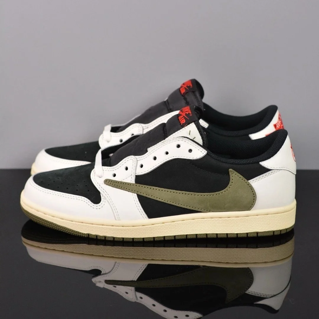 Jordan Nike Air Jordan 1 Low Black/Olive/White Sneakers Black - 1