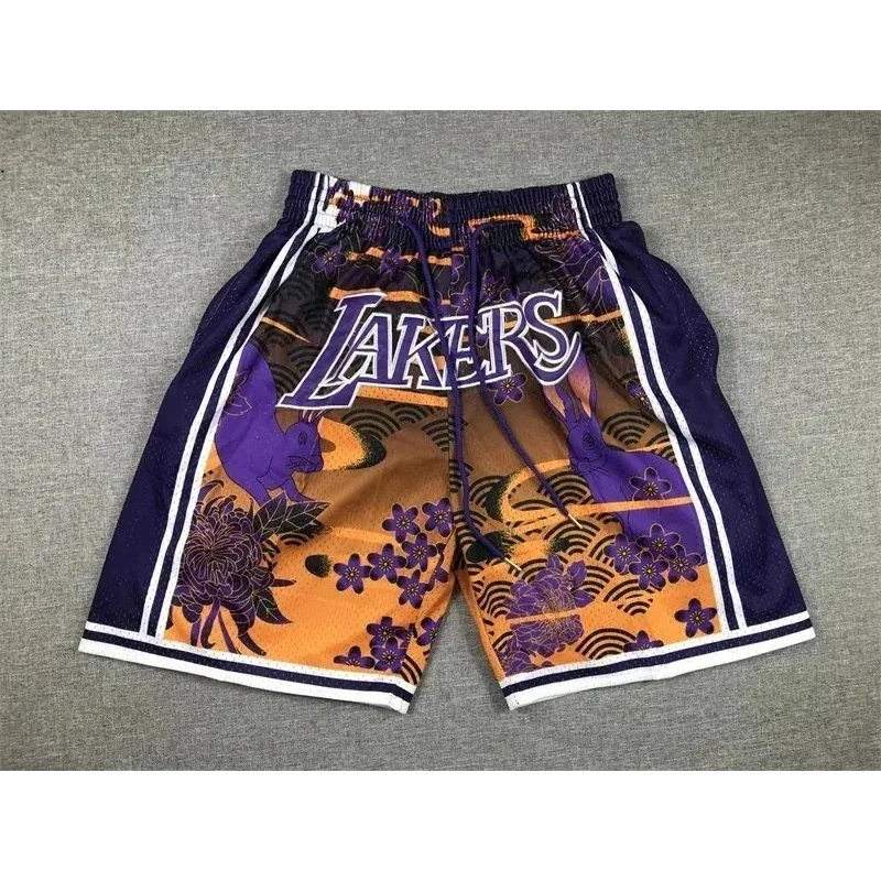Other Lakers Japanese Floral Basketball Shorts Purple - 1