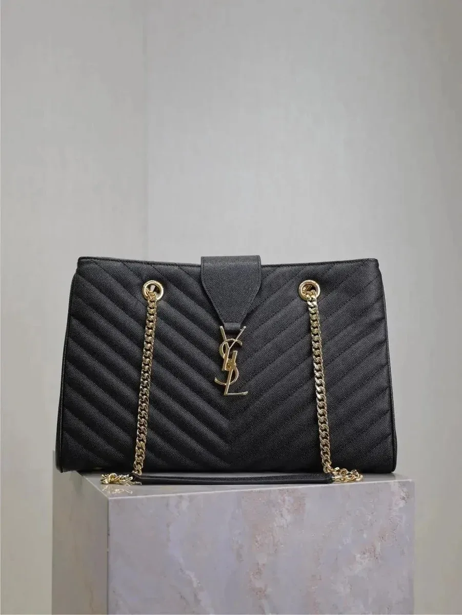 Saint Laurent Saint Laurent Monogram College Tote Black Leather Handbag Black - 1
