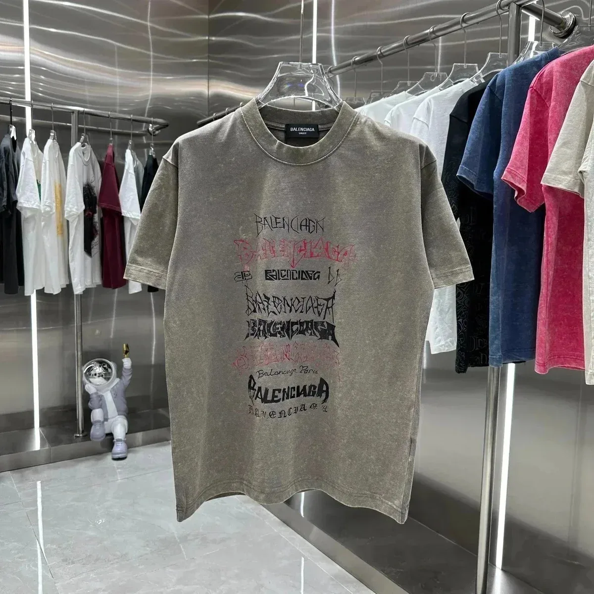 Balenciaga Balenciaga Graphic Print T-Shirt Grey Grey - 1