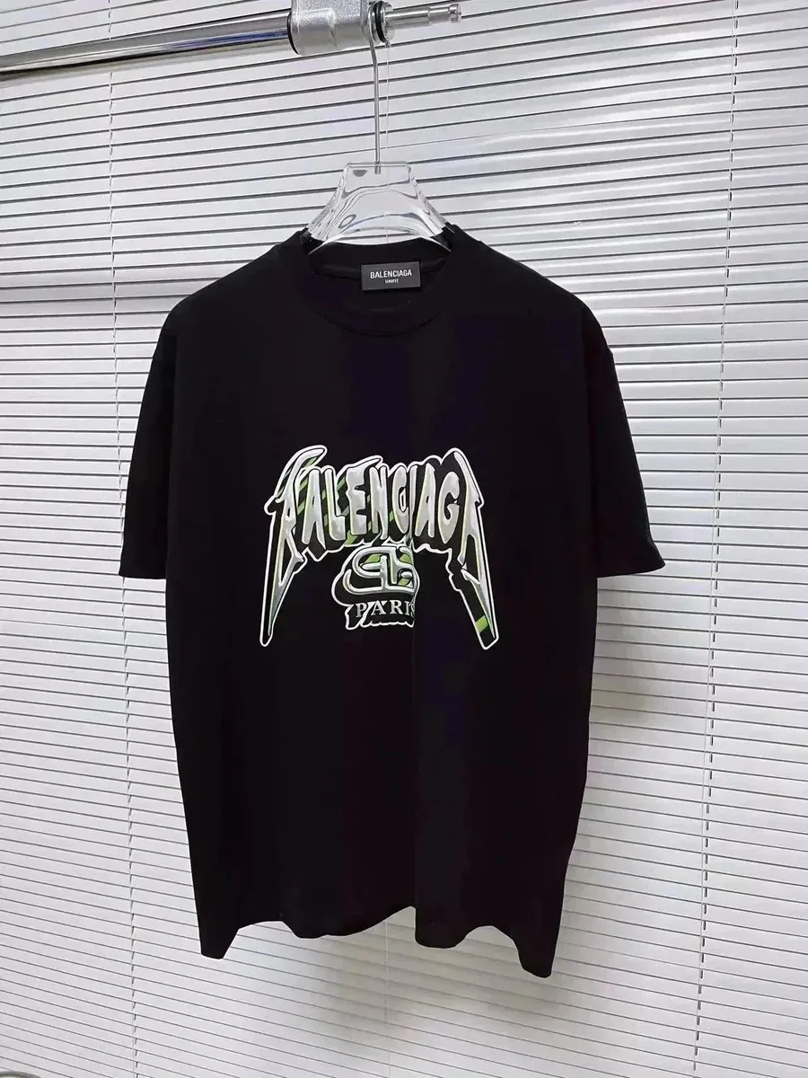 Balenciaga Balenciaga Triple Black Logo T-Shirt Black - 1