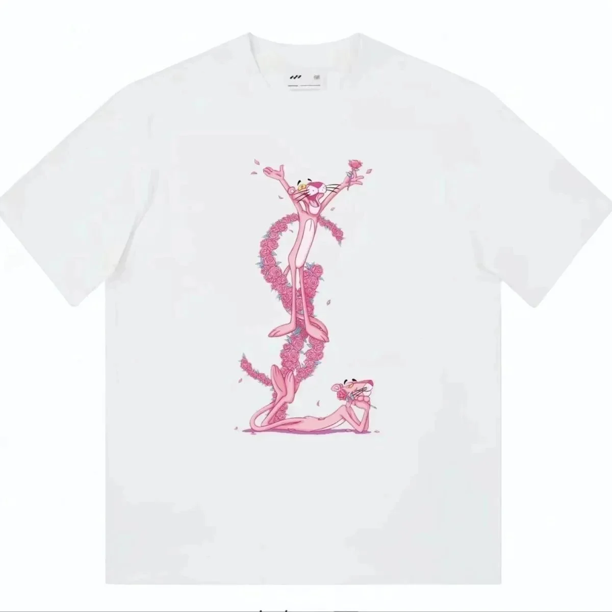 Other White Pink Panther T-Shirt with Floral Design White - 1