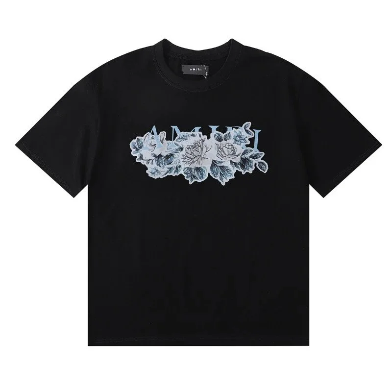 Amiri Amiri Floral Embroidery Black T-Shirt Black - 1