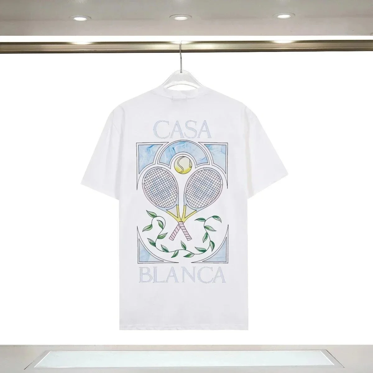 Other White 'CASA BLANCA' Tennis Print T-Shirt White - 1