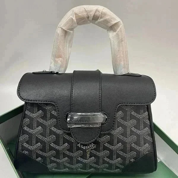 Goyard Goyard Saint Louis Black Goyardine Leather Handbag Black - 1