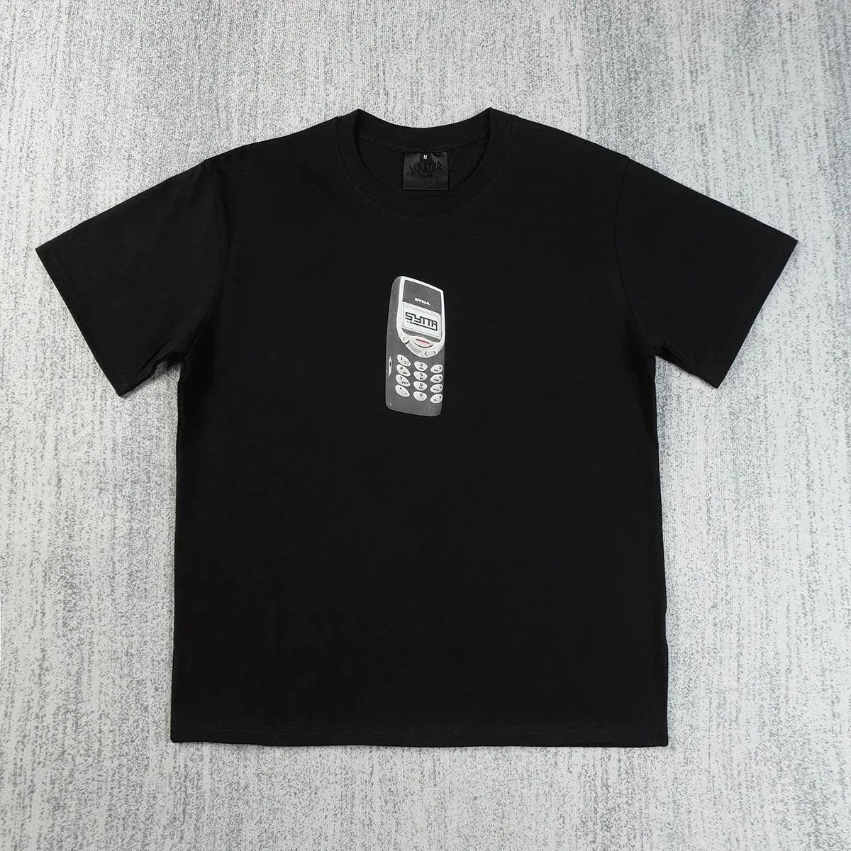 Other Black Retro Phone T-Shirt Casual Black - 1