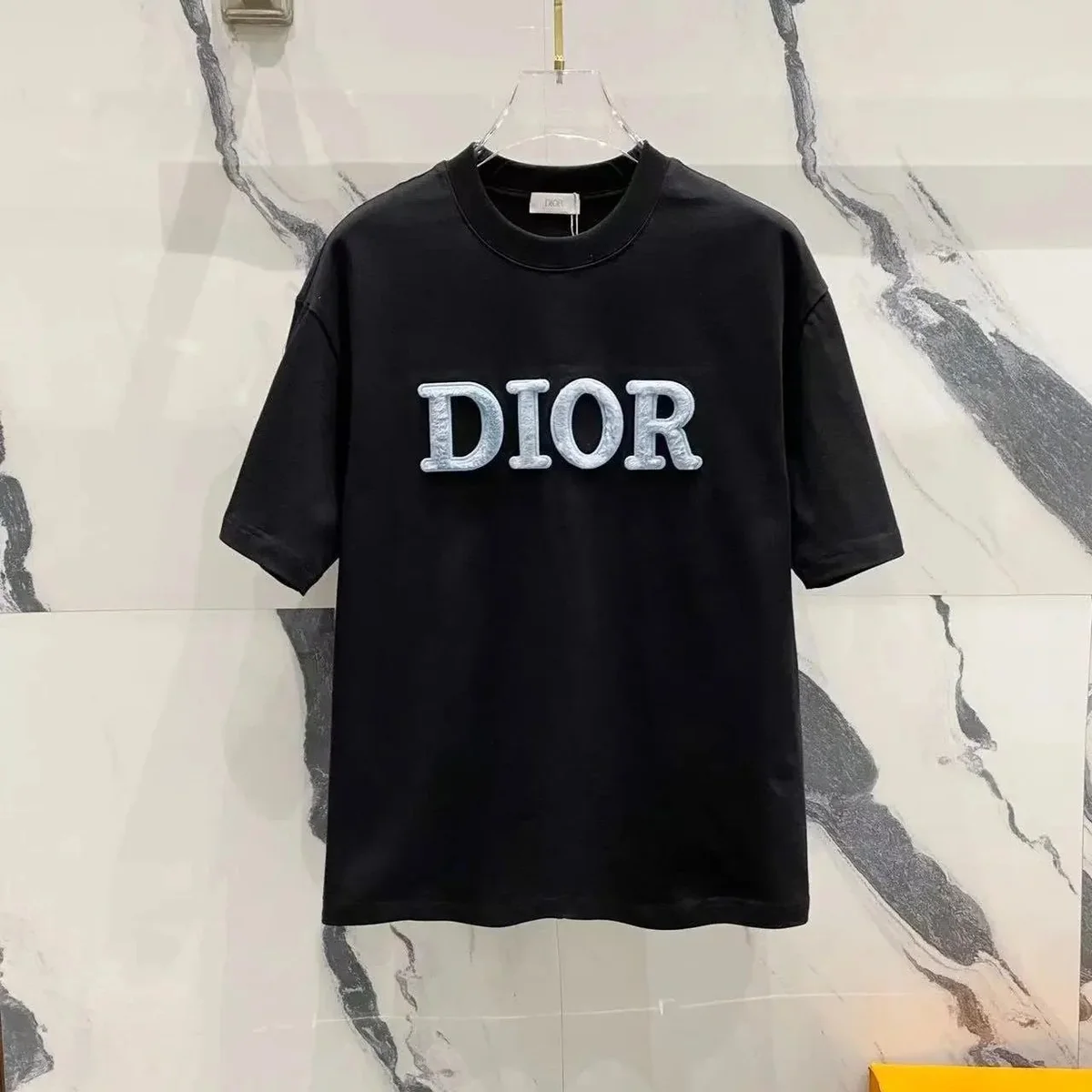 Dior Dior Embroidered Logo Black T-Shirt Black - 1