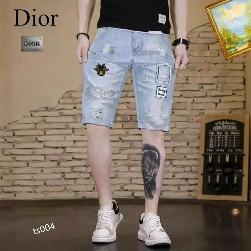 Dior Dior Bee Embroidered Denim Shorts Blue Blue - 1