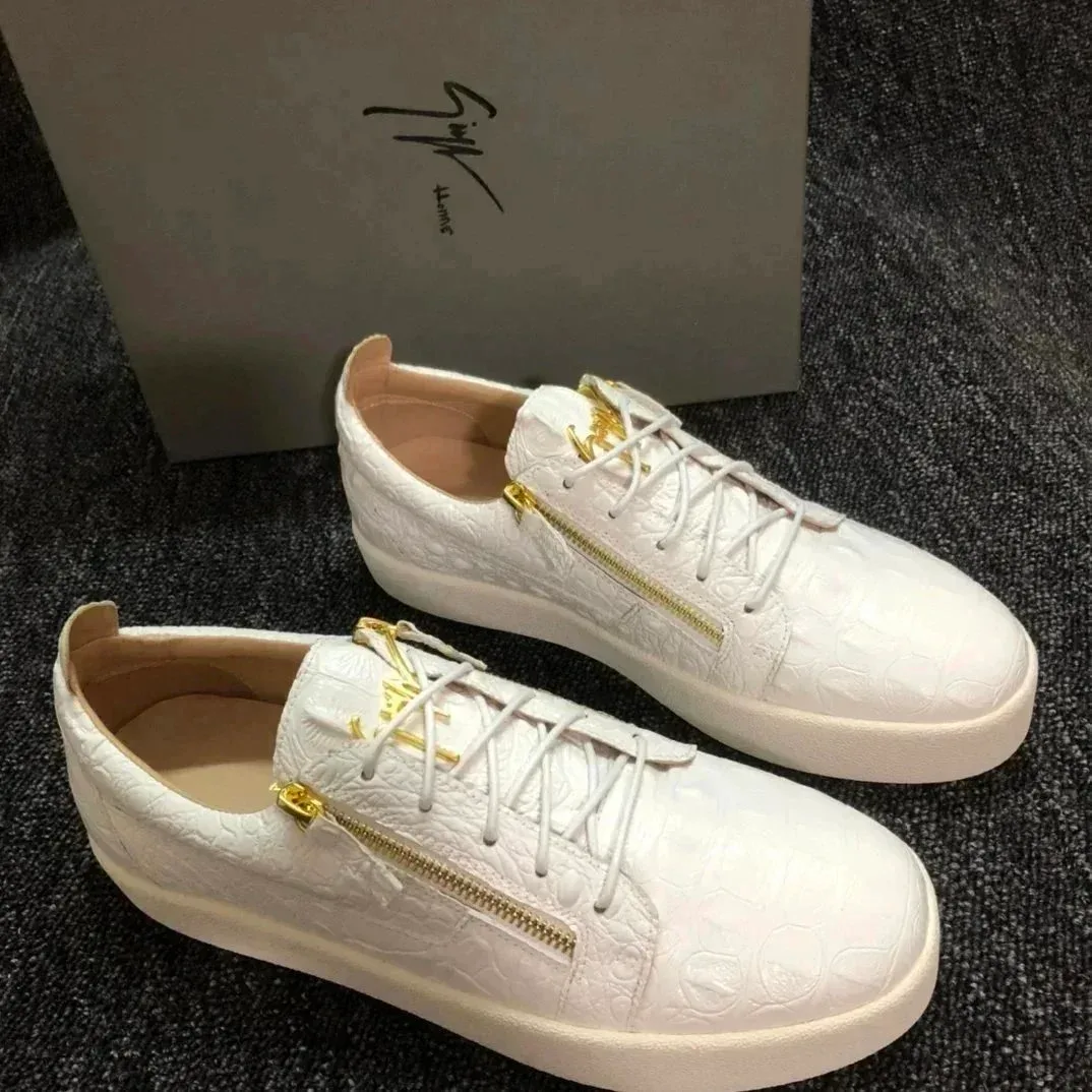 Armani Giorgio Armani Gianni White Croc Leather Sneakers White - 1