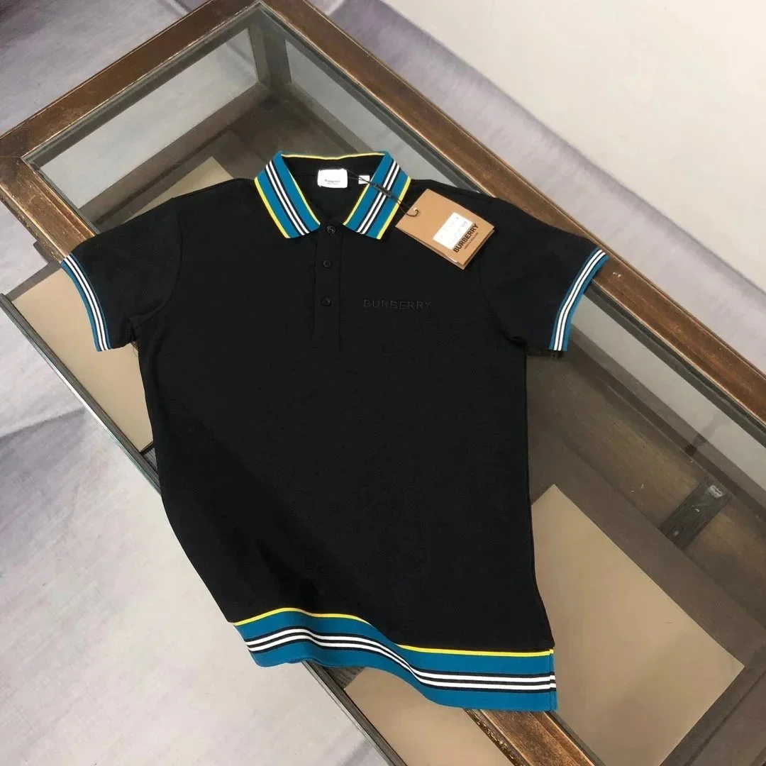 Burberry Burberry Black Polo Shirt with Striped Trim Black - 1