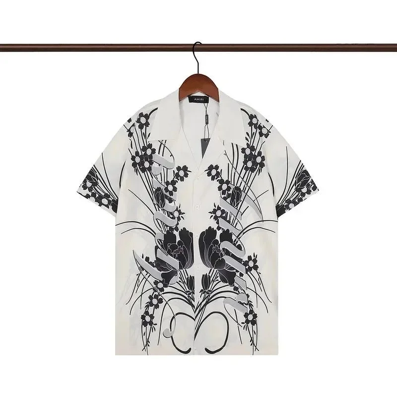 Amiri Amiri Floral Print Short Sleeve Shirt White White - 1