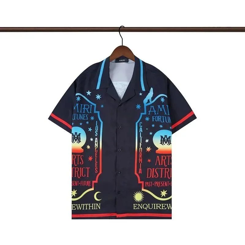 Amiri Amiri Arts District Print Short Sleeve Shirt Navy - 1
