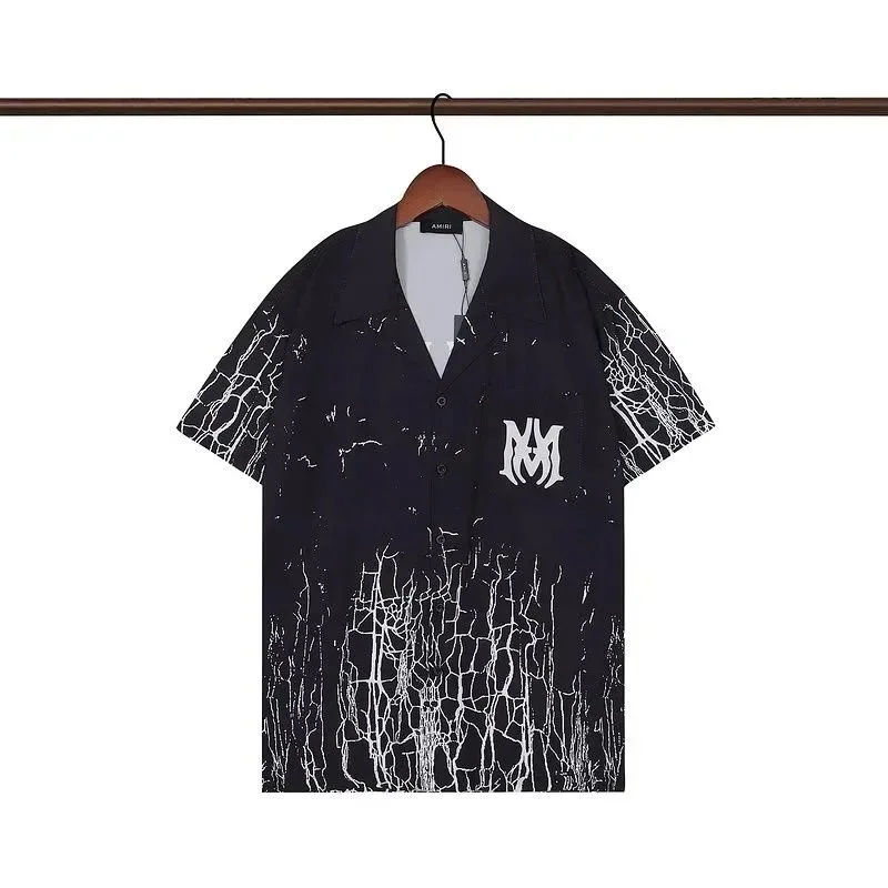Amiri Amiri Marble Print Short Sleeve Shirt Black/White Black - 1