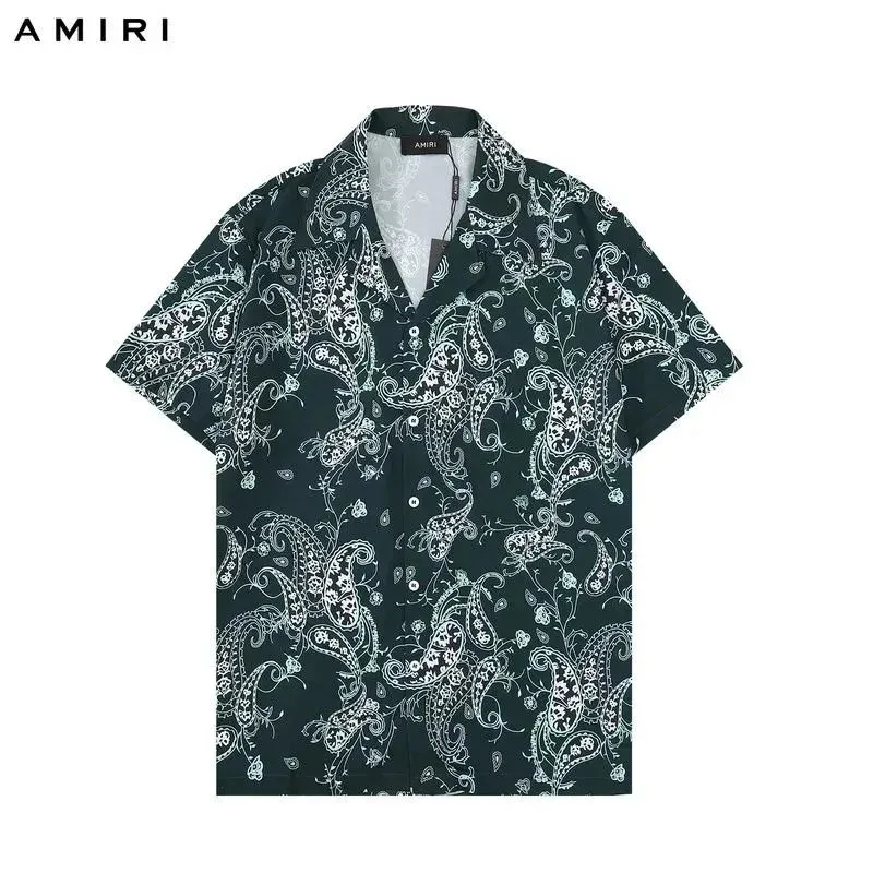 Amiri Amiri Paisley Print Short Sleeve Shirt Green - 1