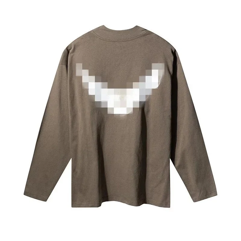 Other Unisex C14 Brown Pixel Smile Long Sleeve T-Shirt Brown - 1