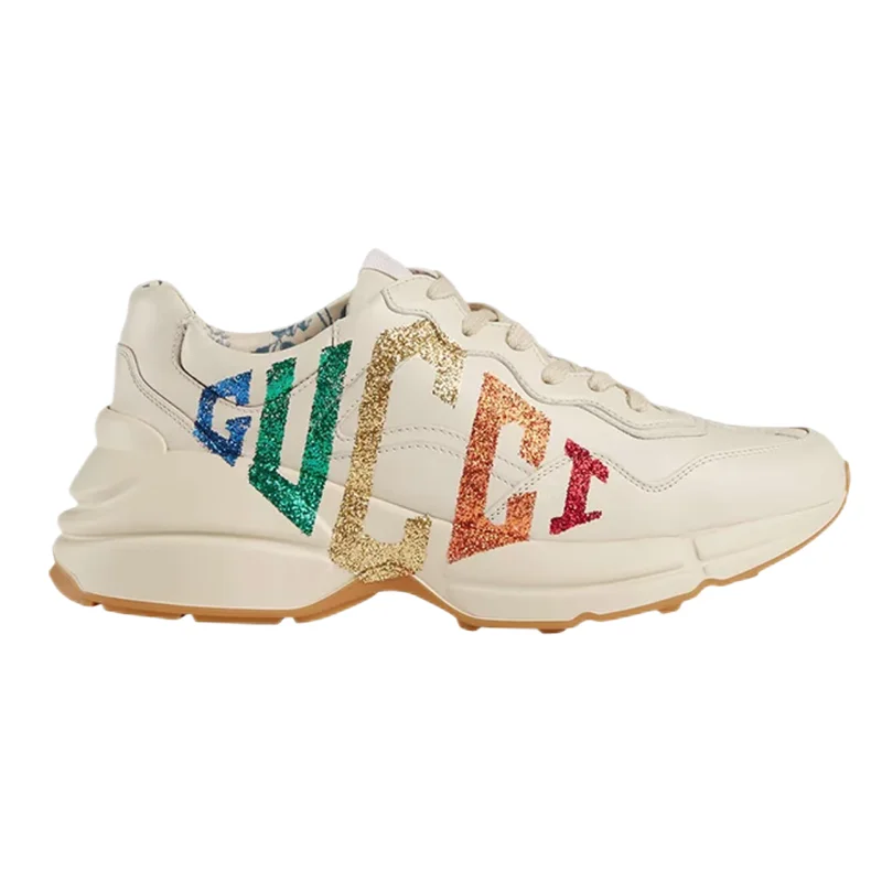 Gucci Gucci Rhyton Rainbow Glitter Sneakers White - 1