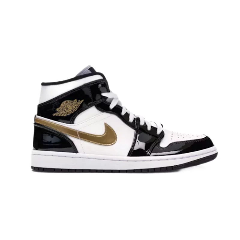 Jordan Nike Air Jordan 1 Mid Black Gold Sneakers Black - 1
