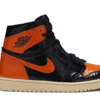 Jordan Nike Air Jordan 1 Black Orange Patent Sneakers Orange - 1