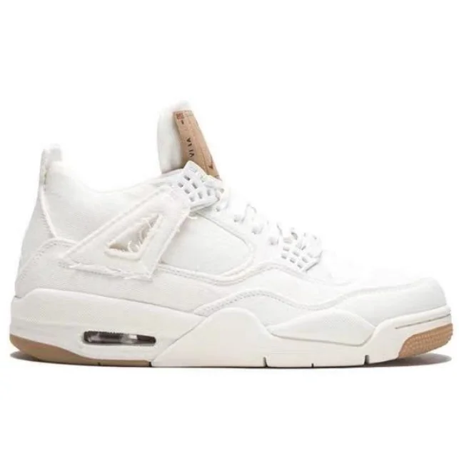 Jordan Nike Air Jordan 4 White Canvas Sneakers White - 1
