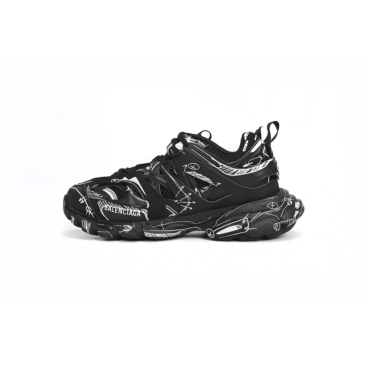 Balenciaga Balenciaga Track.3 Painting Black-And-White Sneakers Black - 1