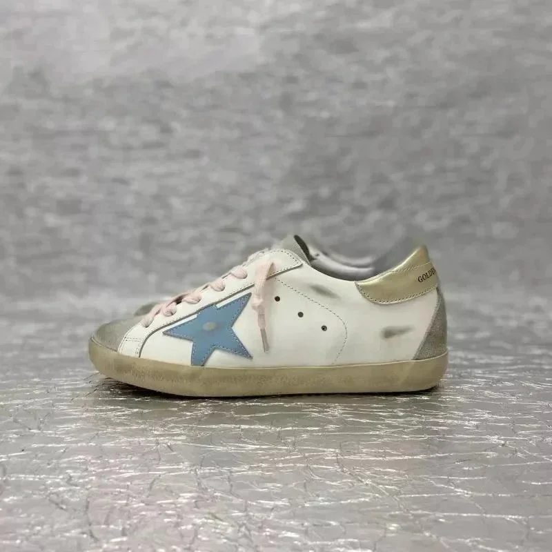 Golden Goose Golden Goose Super-Star White & Blue Star Sneakers White - 1
