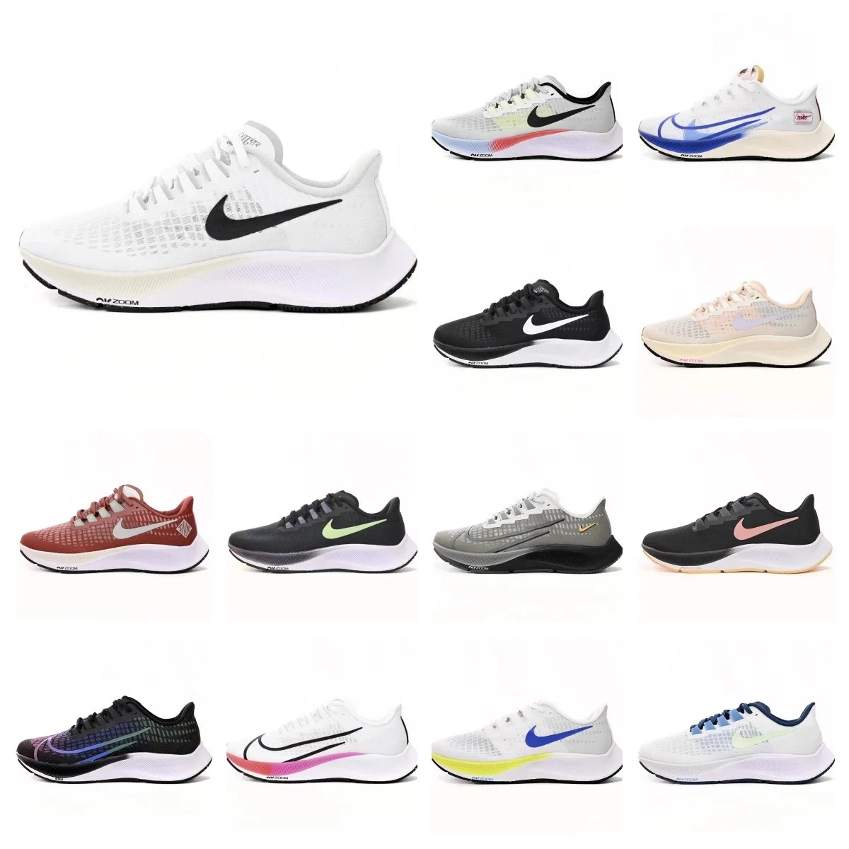 Nike Nike Air Zoom Pegasus Running Shoes White Black White - 1
