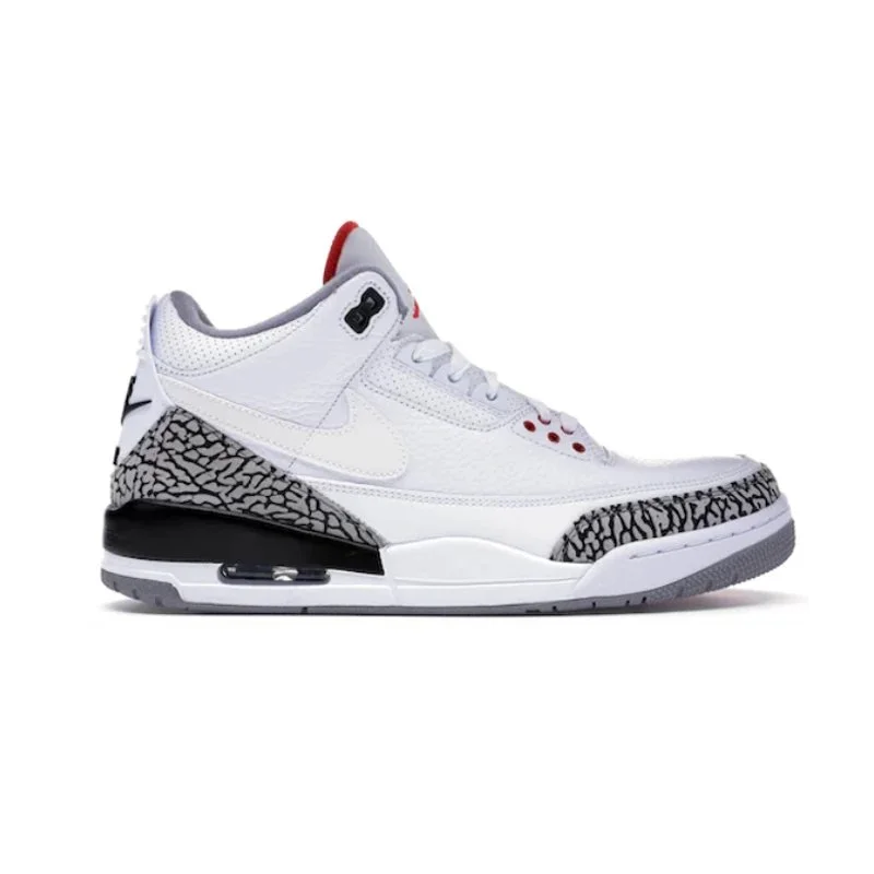 Jordan Nike Air Jordan 3 White Cement Grey Black Sneakers White - 1