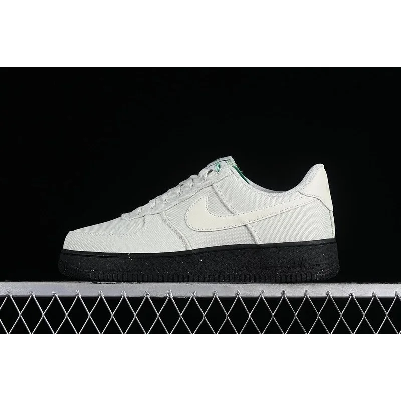 Nike Nike Air Force 1 White Canvas Black Sole Sneakers White - 1