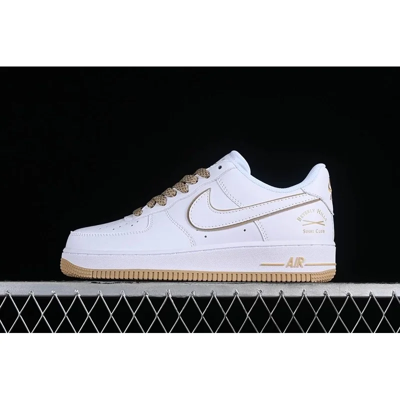 Nike Nike Air Force 1 White/Gold Suede Sneakers White - 1