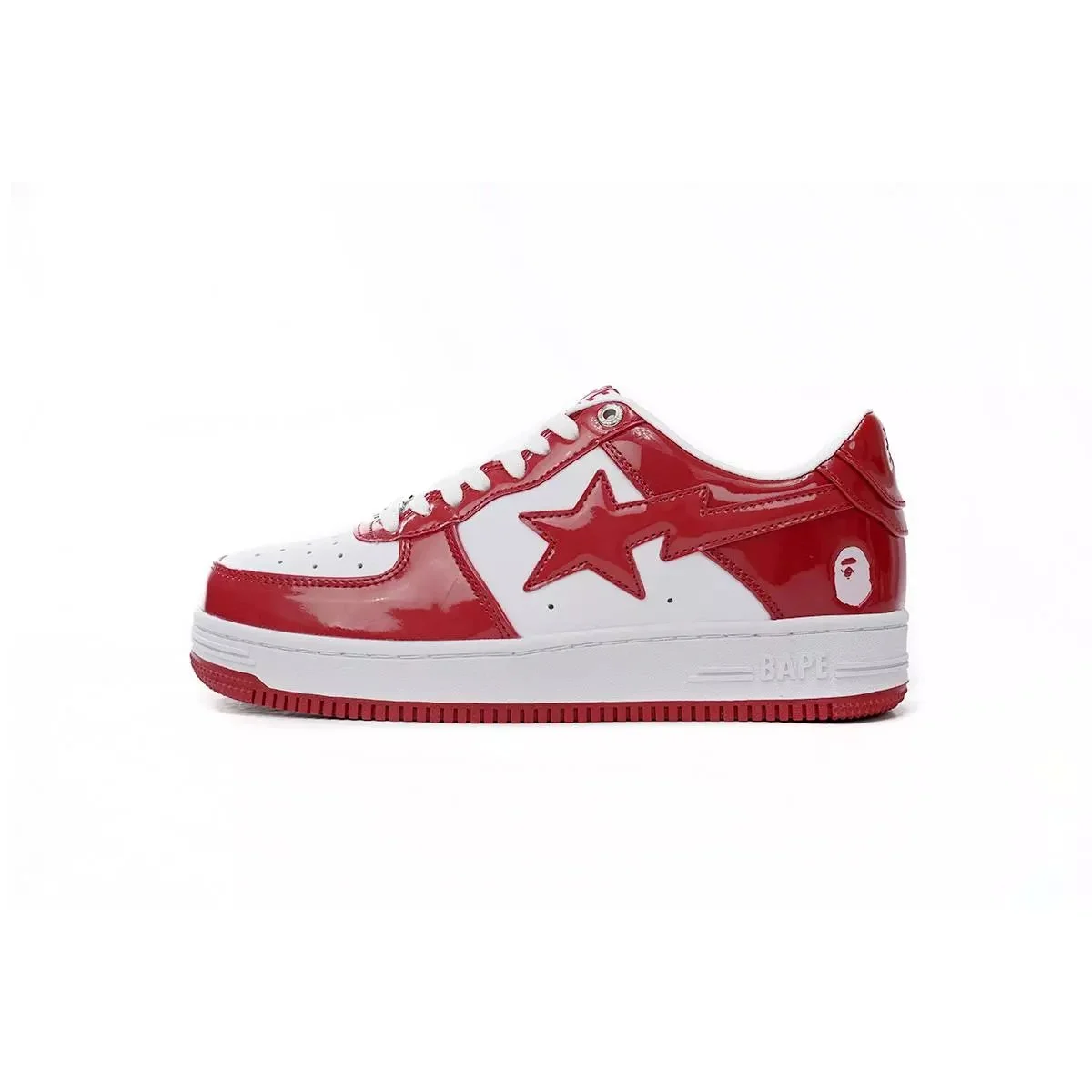A Bathing Ape A Bathing Ape BAPE STA Red White Mirror Surface Sneakers Red - 1