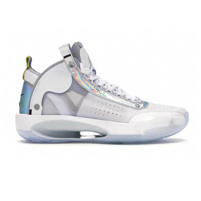 Jordan Nike Air Jordan 34 White Metallic Silver Sneakers White - 1