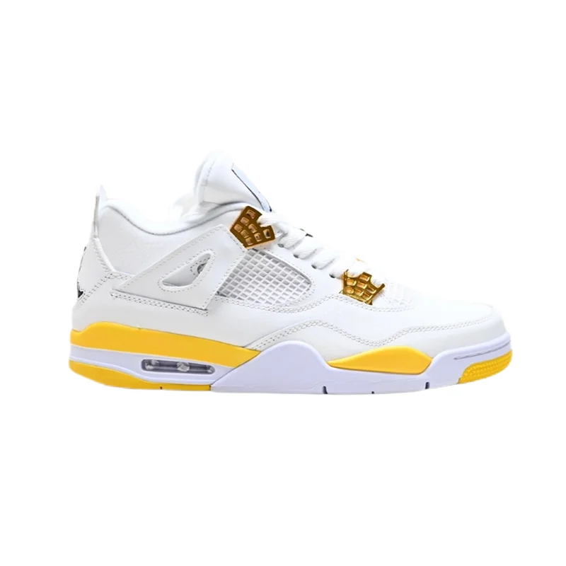 Jordan Nike Air Jordan 4 White Gold Yellow Sneakers White - 1