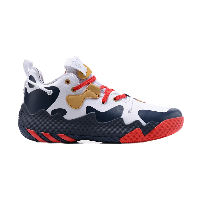 Other Unisex White/Blue/Red Cow Print Basketball Sneakers White - 1
