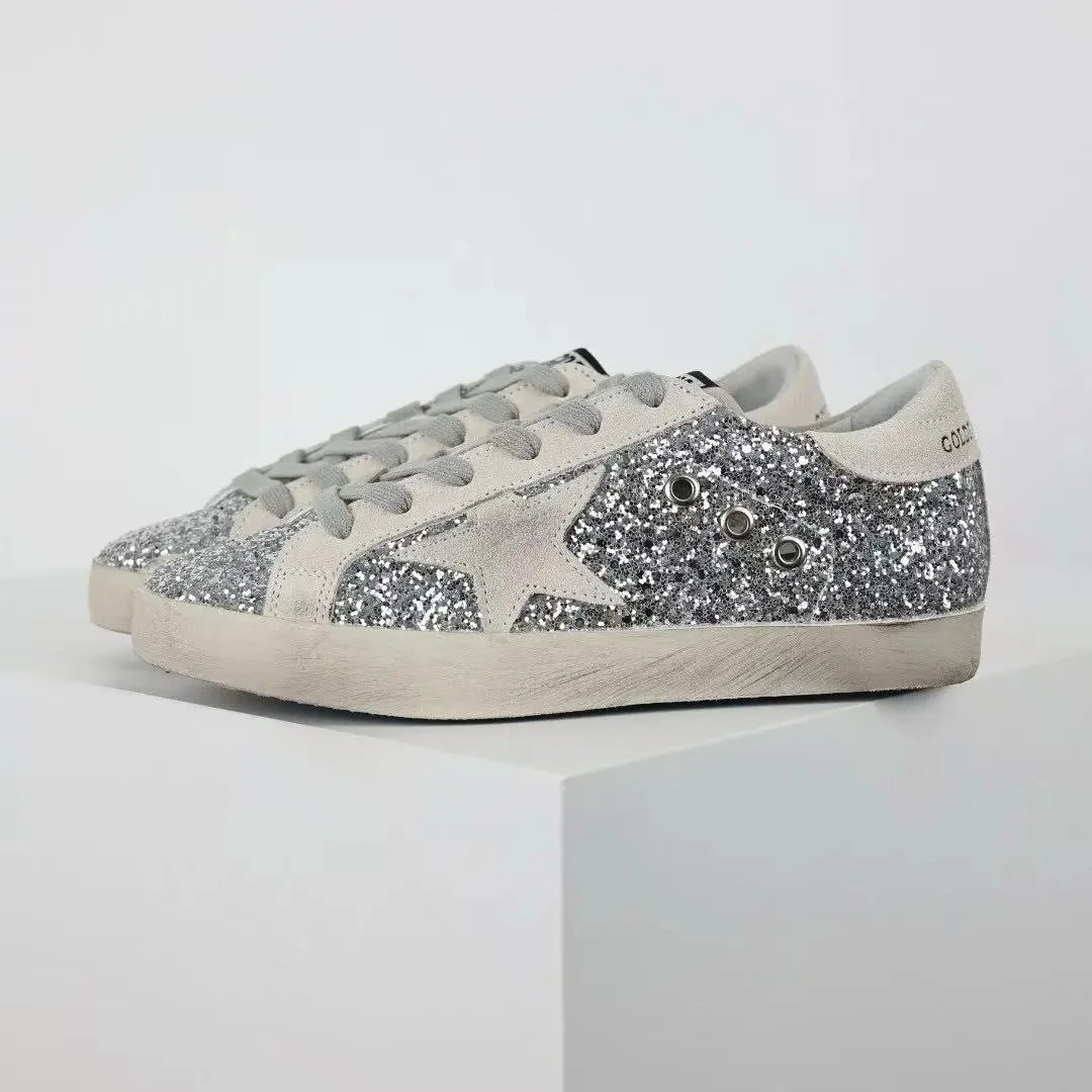 Golden Goose Golden Goose Super-Star Silver Glitter Sneakers Silver - 1