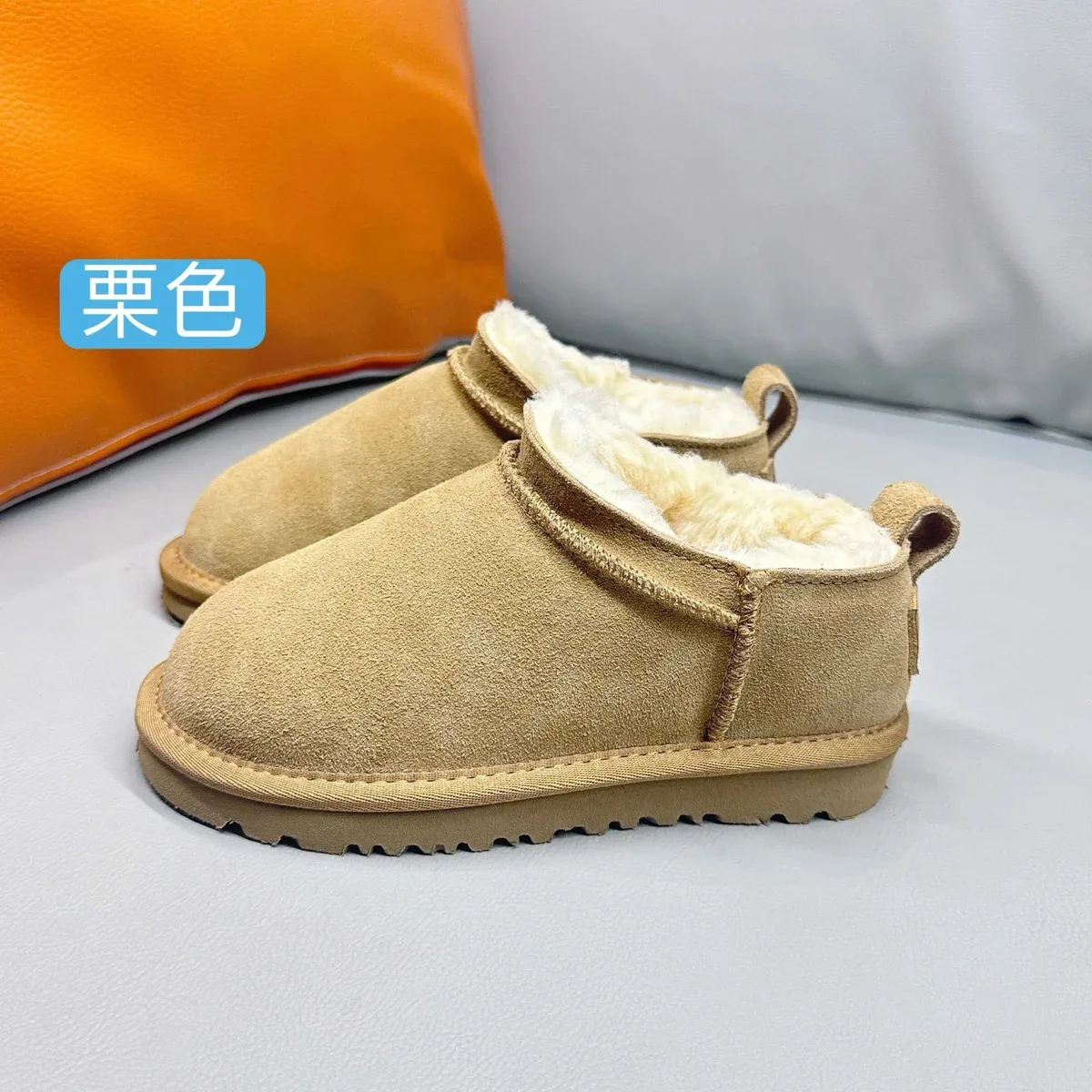 Other Unisex Chestnut Suede Snow Boots with Fleece Lining Brown - 1