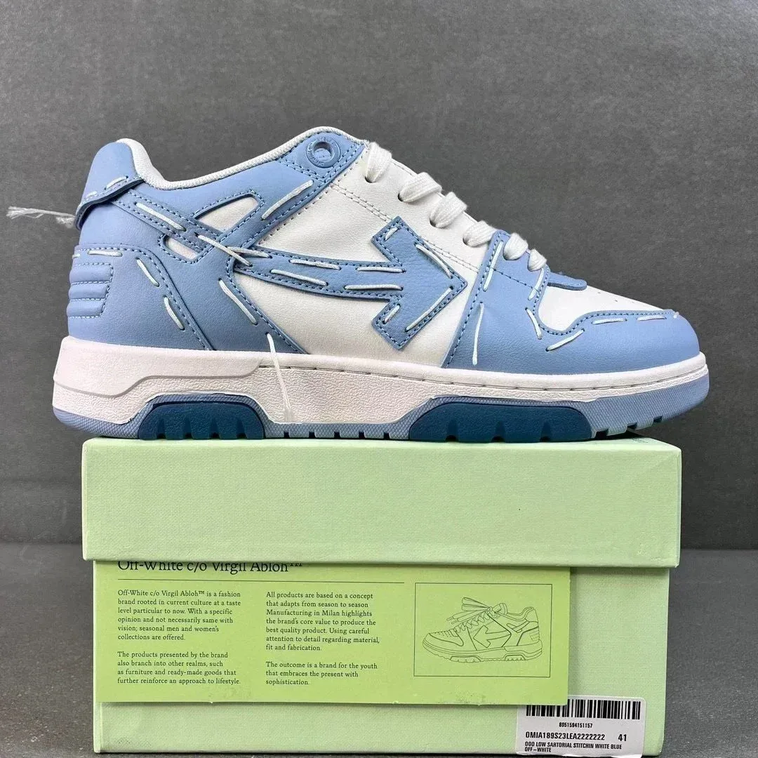 Off-White Off-White c/o Virgil Abloh OW100 White Blue Stitched Sneakers Blue - 1