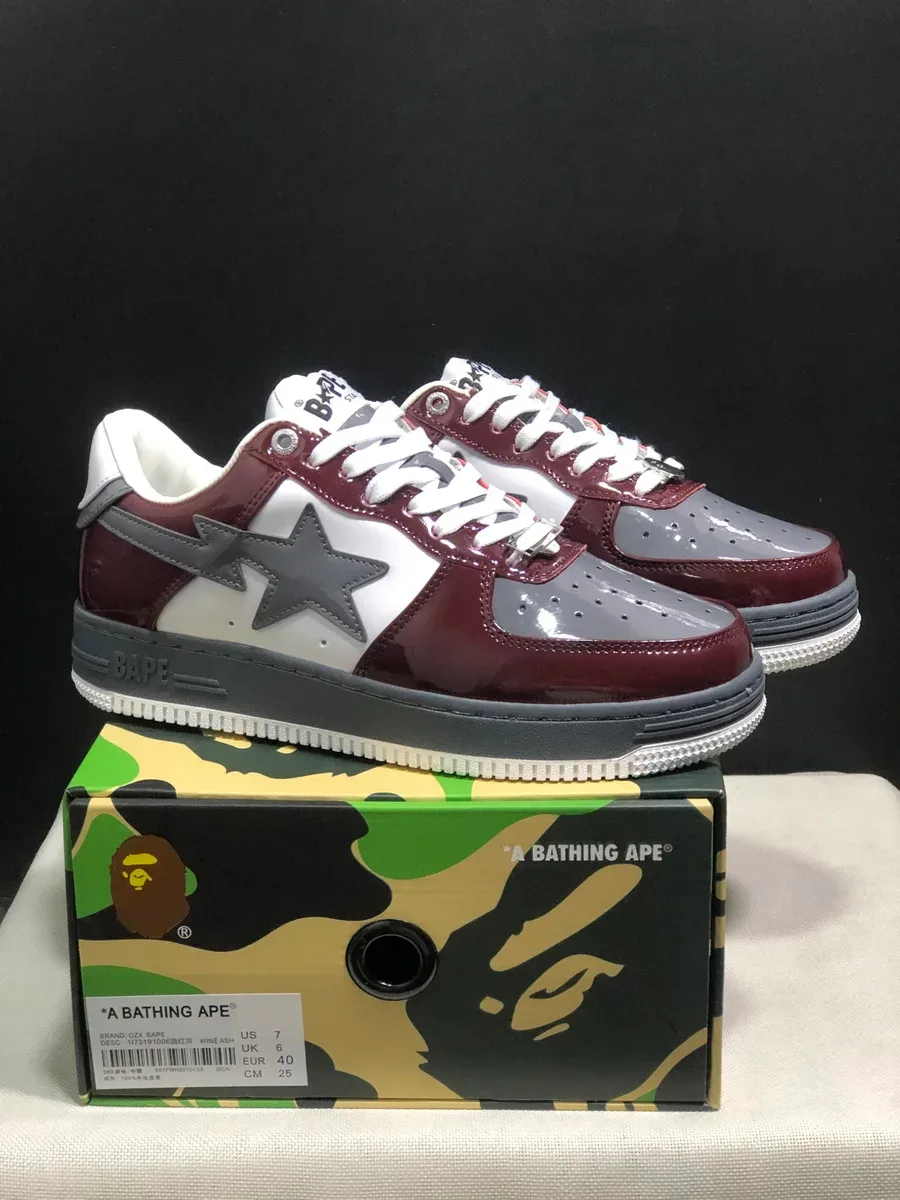 A Bathing Ape A Bathing Ape BAPE STA Wine Red/White Sneakers Red - 1
