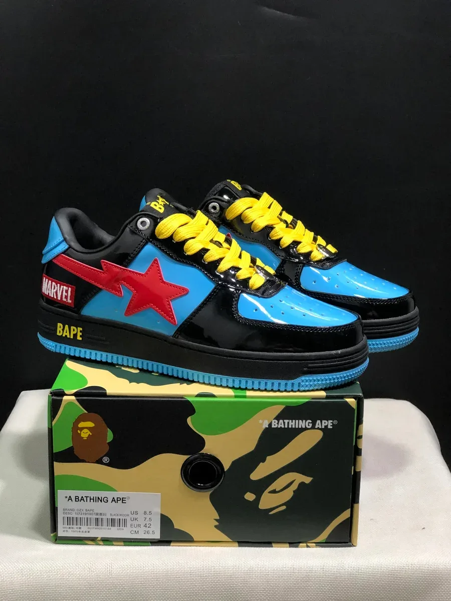 A Bathing Ape A Bathing Ape BAPE STA Marvel Blue Yellow Sneakers Blue - 1